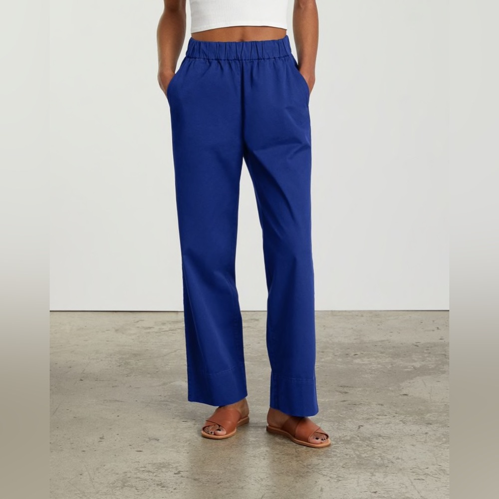 Everlane The Easy Straight Leg High Waist Pant Navy Lapis Blue Size 8 New